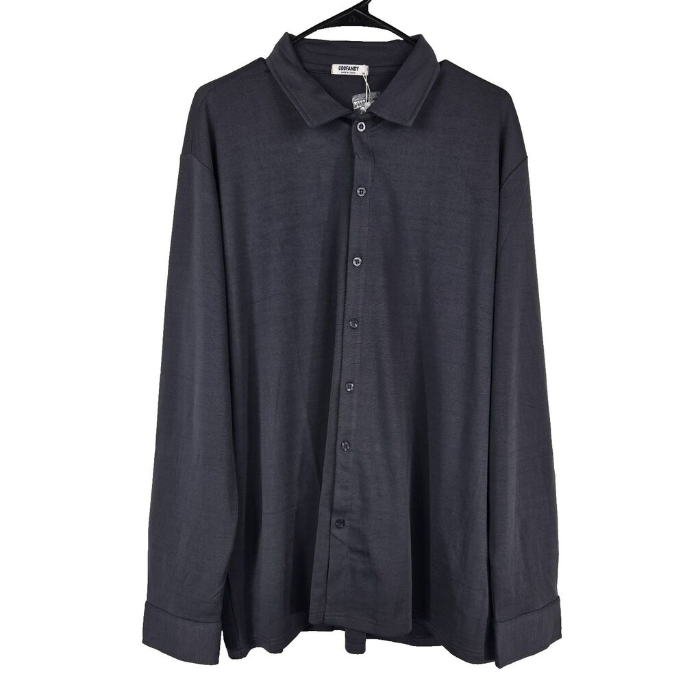 Coofandy Men's Size XXL Dark Gray Long Sleeve Button Up Shirt NWT